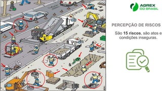 PERCEPÇÃO DE RISCOS
São 15 riscos, são atos e
condições inseguras.
 