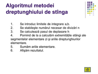 Algoritmul metodei
dreptunghiului de stînga
 