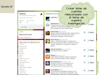 Ejemplo 10
Crear listas de
cuentas
relacionadas con
el tema de
nuestra
investigación
@pazgonzalo
 