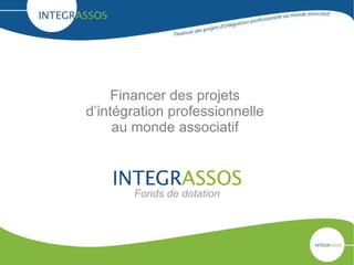 Financer des projets  d’intégration professionnelle  au monde associatif  Fonds de dotation 