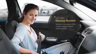 *
Marissa Burnett
Marissa is driving her 2012
model Contoso Motors
vehicle to work.
Let’s meet
 