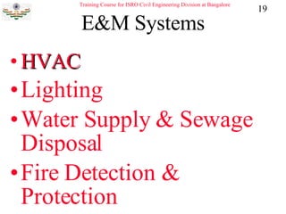 E&M Systems HVAC Lighting Water Supply & Sewage Disposal Fire Detection & Protection 