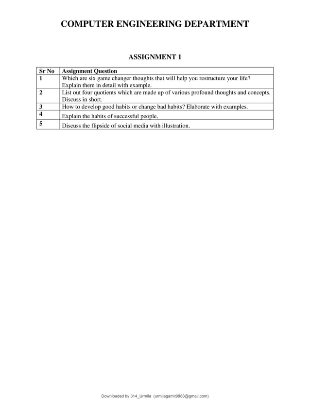 Integrated Personality Development Courseipdc Assignments Pdf