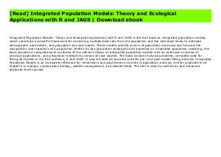 [Read] Integrated Population Models: Theory and Ecological
Applications with R and JAGS | Download ebook
Integrated Population Models: Theory and Ecological Applications with R and JAGS by , Read PDF Integrated Population Models: Theory and Ecological Applications with R and JAGS Online, Read PDF Integrated Population Models: Theory and Ecological Applications with R and JAGS, Full PDF Integrated Population Models: Theory and Ecological Applications with R and JAGS, All Ebook Integrated Population Models: Theory and Ecological Applications with R and JAGS, PDF and EPUB Integrated Population Models: Theory and Ecological Applications with R and JAGS, PDF ePub Mobi Integrated Population Models: Theory and Ecological Applications with R and JAGS, Downloading PDF Integrated Population Models: Theory and Ecological Applications with R and JAGS, Book PDF Integrated Population Models: Theory and Ecological Applications with R and JAGS, Download online Integrated Population Models: Theory and Ecological Applications with R and JAGS, Integrated Population Models: Theory and Ecological Applications with R and JAGS pdf, by Integrated Population Models: Theory and Ecological Applications with R and JAGS, book pdf Integrated Population Models: Theory and Ecological Applications with R and JAGS, by pdf Integrated Population Models: Theory and Ecological Applications with R and JAGS, epub Integrated Population Models: Theory and Ecological Applications with R and JAGS, pdf Integrated Population Models: Theory and Ecological Applications with R and JAGS, the book Integrated Population Models: Theory and Ecological Applications with R and JAGS, ebook Integrated Population Models: Theory and Ecological Applications with R and JAGS, Integrated Population Models: Theory and Ecological Applications with R and JAGS E-Books, Online Integrated Population Models: Theory and Ecological Applications with R and JAGS Book, pdf Integrated Population Models: Theory and Ecological Applications with R and JAGS, Integrated Population Models: Theory and Ecological Applications with R and
JAGS E-Books, Integrated Population Models: Theory and Ecological Applications with R and JAGS Online Read Best Book Online Integrated Population Models: Theory and Ecological Applications with R and JAGS, Download Online Integrated Population Models: Theory and Ecological Applications with R and JAGS Book, Download Online Integrated Population Models: Theory and Ecological Applications with R and JAGS E-Books, Download Integrated Population Models: Theory and Ecological Applications with R and JAGS Online, Download Best Book Integrated Population Models: Theory and Ecological Applications with R and JAGS Online, Pdf Books Integrated Population Models: Theory and Ecological Applications with R and JAGS, Read Integrated Population Models: Theory and Ecological Applications with R and JAGS Books Online Read Integrated Population Models: Theory and Ecological Applications with R and JAGS Full Collection, Read Integrated Population Models: Theory and Ecological Applications with R and JAGS Book, Read Integrated Population Models: Theory and Ecological Applications with R and JAGS Ebook Integrated Population Models: Theory and Ecological Applications with R and JAGS PDF Read online, Integrated Population Models: Theory and Ecological Applications with R and JAGS Ebooks, Integrated Population Models: Theory and Ecological Applications with R and JAGS pdf Read online, Integrated Population Models: Theory and Ecological Applications with R and JAGS Best Book, Integrated Population Models: Theory and Ecological Applications with R and JAGS Ebooks, Integrated Population Models: Theory and Ecological Applications with R and JAGS PDF, Integrated Population Models: Theory and Ecological Applications with R and JAGS Popular, Integrated Population Models: Theory and Ecological Applications with R and JAGS Download, Integrated Population Models: Theory and Ecological Applications with R and JAGS Full PDF, Integrated Population Models: Theory and Ecological
Applications with R and JAGS PDF, Integrated Population Models: Theory and Ecological Applications with R and JAGS PDF, Integrated Population Models: Theory and Ecological Applications with R and JAGS PDF Online, Integrated Population Models: Theory and Ecological Applications with R and JAGS Books Online, Integrated Population Models: Theory and Ecological Applications with R and JAGS Ebook, Integrated Population Models: Theory and Ecological Applications with R and JAGS Book, Integrated Population Models: Theory and Ecological Applications with R and JAGS Full Popular PDF, PDF Integrated Population Models: Theory and Ecological Applications with R and JAGS Download Book PDF Integrated Population Models: Theory and Ecological Applications with R and JAGS, Download online PDF Integrated Population Models: Theory and Ecological Applications with R and JAGS, PDF Integrated Population Models: Theory and Ecological Applications with R and JAGS Popular, PDF Integrated Population Models: Theory and Ecological Applications with R and JAGS, PDF Integrated Population Models: Theory and Ecological Applications with R and JAGS Ebook, Best Book Integrated Population Models: Theory and Ecological Applications with R and JAGS, PDF Integrated Population Models: Theory and Ecological Applications with R and JAGS Collection, PDF Integrated Population Models: Theory and Ecological Applications with R and JAGS Full Online, epub Integrated Population Models: Theory and Ecological Applications with R and JAGS, ebook Integrated Population Models: Theory and Ecological Applications with R and JAGS, ebook Integrated Population Models: Theory and Ecological Applications with R and JAGS, epub Integrated Population Models: Theory and Ecological Applications with R and JAGS, full book Integrated Population Models: Theory and Ecological Applications with R and JAGS, online Integrated Population Models: Theory and Ecological Applications with R and JAGS, online Integrated
Population Models: Theory and Ecological Applications with R and JAGS, online pdf Integrated Population Models: Theory and Ecological Applications with R and JAGS, pdf Integrated Population Models: Theory and Ecological Applications with R and JAGS, Integrated Population Models: Theory and Ecological Applications with R and JAGS Book, Online Integrated Population Models: Theory and Ecological Applications with R and JAGS Book, PDF Integrated Population Models: Theory and Ecological Applications with R and JAGS, PDF Integrated Population Models: Theory and Ecological Applications with R and JAGS Online, pdf Integrated Population Models: Theory and Ecological Applications with R and JAGS, Download online Integrated Population Models: Theory and Ecological Applications with R and JAGS, Integrated Population Models: Theory and Ecological Applications with R and JAGS pdf, by Integrated Population Models: Theory and Ecological Applications with R and JAGS, book pdf Integrated Population Models: Theory and Ecological Applications with R and JAGS, by pdf Integrated Population Models: Theory and Ecological Applications with R and JAGS, epub Integrated Population Models: Theory and Ecological Applications with R and JAGS, pdf Integrated Population Models: Theory and Ecological Applications with R and JAGS, the book Integrated Population Models: Theory and Ecological Applications with R and JAGS, ebook Integrated Population Models: Theory and Ecological Applications with R and JAGS, Integrated Population Models: Theory and Ecological Applications with R and JAGS E-Books, Online Integrated Population Models: Theory and Ecological Applications with R and JAGS Book, pdf Integrated Population Models: Theory and Ecological Applications with R and JAGS, Integrated Population Models: Theory and Ecological Applications with R and JAGS E-Books, Integrated Population Models: Theory and Ecological Applications with R and JAGS Online, Read Best Book Online Integrated Population
Models: Theory and Ecological Applications with R and JAGS, Download Integrated Population Models: Theory and Ecological Applications with R and JAGS PDF files, Download Integrated Population Models: Theory and Ecological Applications with R and JAGS PDF files by
Integrated Population Models: Theory and Ecological Applications with R and JAGS is the first book on integrated population models,
which constitute a powerful framework for combining multiple data sets from the population and the individual levels to estimate
demographic parameters, and population size and trends. These models identify drivers of population dynamics and forecast the
composition and trajectory of a population.Written by two population ecologists with expertise on integrated population modeling, this
book provides a comprehensive synthesis of the relevant theory of integrated population models with an extensive overview of
practical applications, using Bayesian methods by means of case studies. The book contains fully-documented, complete code for
fitting all models in the free software, R and JAGS. It also includes all required code for pre- and post-model-fitting analysis. Integrated
Population Models is an invaluable reference for researchers and practitioners involved in population analysis, and for graduate-level
students in ecology, conservation biology, wildlife management, and related fields. The text is ideal for self-study and advanced
graduate-level courses.
 