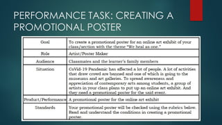 PERFORMANCE TASK: CREATING A
PROMOTIONAL POSTER
 