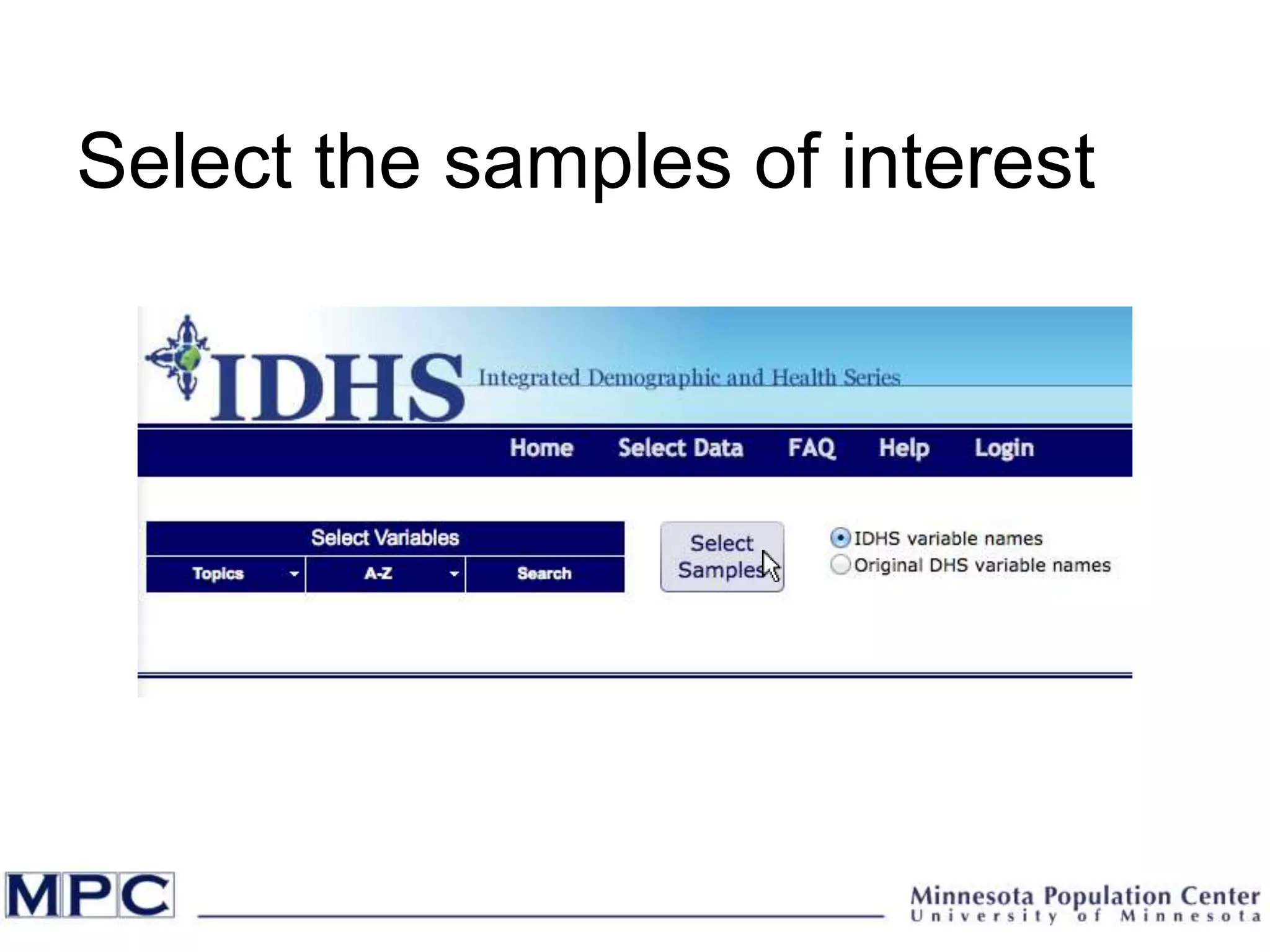 Select the samples of interest
 