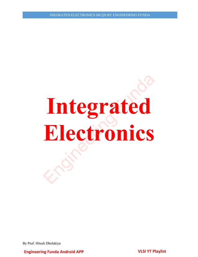 Integrated Electronics MCQ PDF