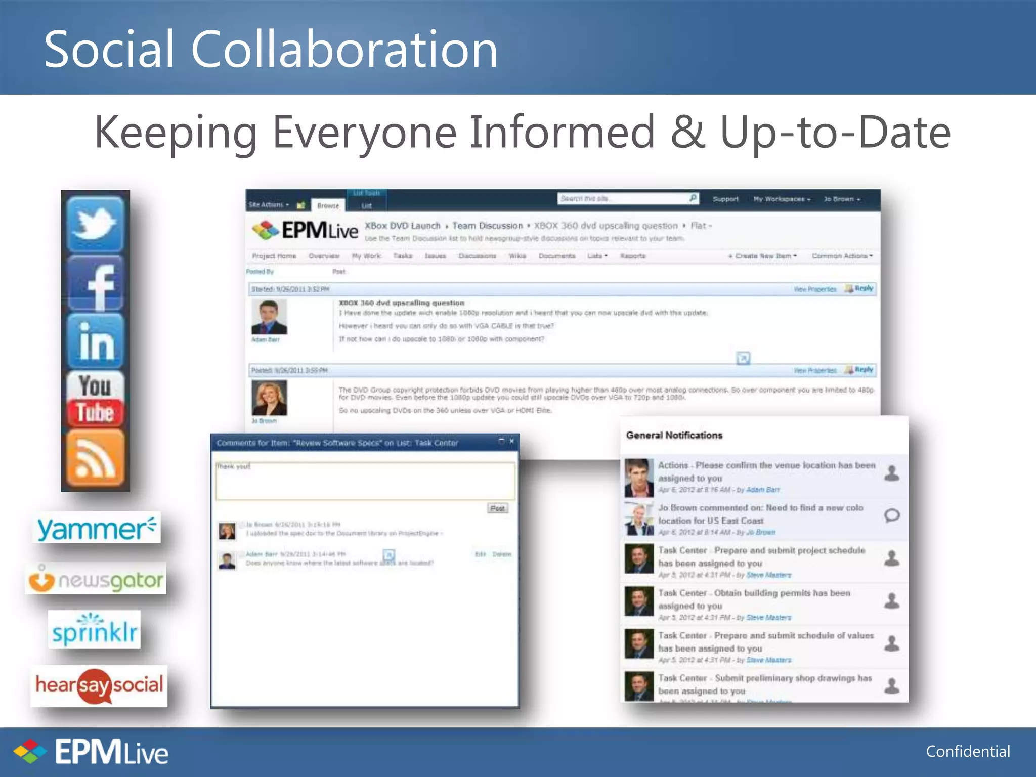 Social Collaboration
  Keeping Everyone Informed & Up-to-Date




                                      Confidential
 