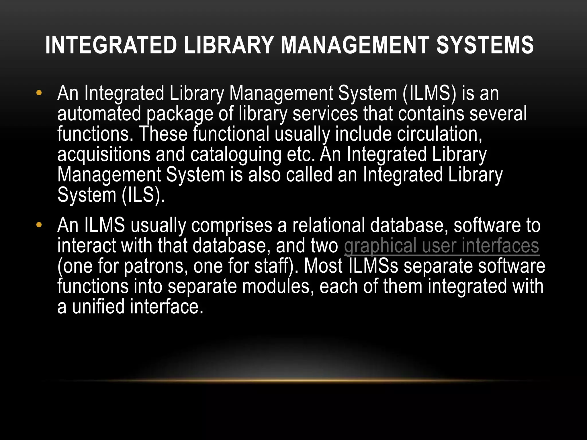 Integrated library management systems | PPTX
