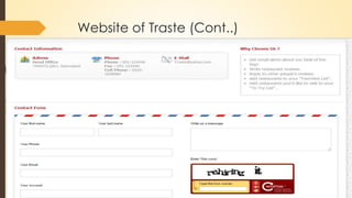 Website of Traste (Cont..)
 