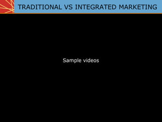 TRADITIONAL VS INTEGRATED MARKETING
 