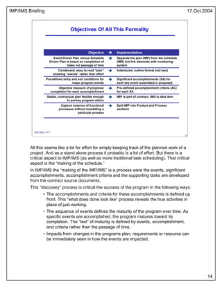 Integrated Master Plan and Integrated Master Schedule | PDF