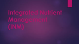 Integrated Nutrient
Management
(INM)
 