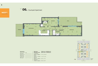 06. Courtyard Apartment
Type
10.0.8
10.0.7
10.0.6
10.0.5
10.0.3
10.0.2
10.0.17.0.1
7.0.2
7.0.3
7.0.4
7.0.5
7.0.6
7.0.7
7.0.8
BROMYARD AVENUE
THIRD AVENUE
CENTRALWALK
LIFT
LIFT
LIFT LIFT
LIFT
LIFT
COURTYARD
COURTYARD
20
Apartments
Ground Level 7.0.5
First Level -----------------------
Second Level -----------------------
Third Level -----------------------
Fourth Level -----------------------
Fifth Level -----------------------
Total Area 78.50 sq m / 845.08 sq ft
Workspace Area 25.91 sq m / 278.89 sq ft
Living/Dining
5306mm x 3909mm 17' 5" x 12' 10"
Kitchen
3550mm x 1779mm 11' 8" x 5' 10"
Bedroom
2932mm x 3346mm 9' 8" x 11' 0"
Workspace
7159mm x 2933mm 23' 6" x 9' 8"
N
Ground
Level
 
