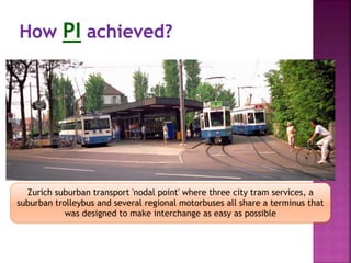 Zurich suburban transport 'nodal point' where three city tram services, a
suburban trolleybus and several regional motorbuses all share a terminus that
was designed to make interchange as easy as possible
 