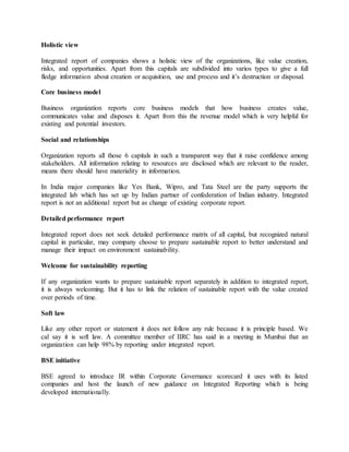 Integrated reporting in india | DOCX