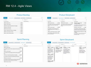 25
RM 12.4 - Agile Views
Product Backlog Product Storyboard
Sprint Planning Sprint Storyboard
 
