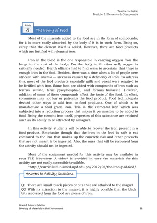 Reteained Cover Element Integrated Science Module for Grade 7 -- Quarter 1-2 | PDF