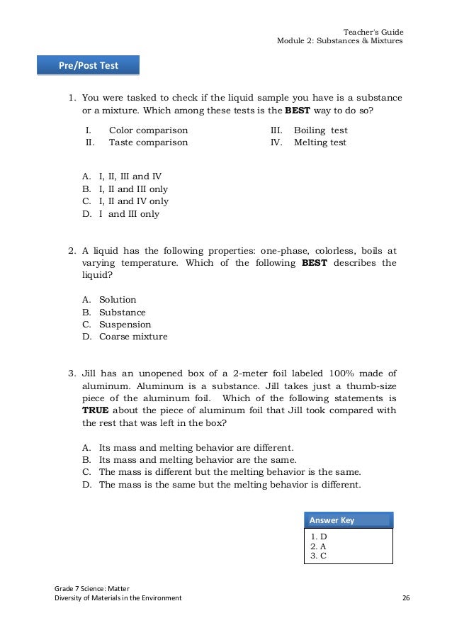 integrated science module for grade 7 quarter 1 2 what property of matter best describes the way a typical alcohol thermometer works