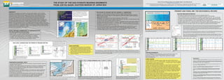 Antonio Fernando Menezes Freire (1,2,3), Toshihiko Sugai (1), Ryo Matsumoto (2)
                                                                                                 THE STUDY OF THE GAS HYDRATE BEARING-SEDIMENTS                                                                                                                                                                                                                                                                               fernando@nenv.k.u-tokyo.ac.jp
                                                                                                                                                                                                                                                                                                                                                                    (1) Department of Natural Environmental Studies, University of Tokyo, 524, Environmental Bldg. 5-1-5, Kashiwanoha Campus, Chiba 277-8563 Japan
                                                                                                 FROM JOETSU BASIN, EASTERN MARGIN OF JAPAN SEA                                                                                                                                                                                                                                (2) Department of Earth and Planetary Science, University of Tokyo, 7-3-1, Hongo Campus, Bunkyo-ku, Tokyo 113-0033 - Japan
                                                                                                                                                                                                                                                                                                                                                                              (3) Petróleo Brasileiro S/A - PETROBRAS/E&P-EXP/GEO/MSP, Av. Chile, 65, sala 1301, 20031-912, Rio de Janeiro - RJ - Brazil




                                                                                                                                                                                                                                                                                                                                                                                                                                                               PRESENT AND FOSSIL SMI: THE GEOCHEMICAL RECORD
ABSTRACT                                                                                                                                                                                            THE NATURE OF ORGANIC MATTER: MARINE vs. TERRESTRIAL
Recently, we recognized active methane venting and gas hydrates, which are widely                                                                                                                   - TOC and δ C content indicate the origin and intensity of organic matter production.
                                                                                                                                                                                                                      13

distributed on just below the sea floor in the Joestu basin, eastern margin of Japan Sea.                                                                                                                                                                                                                                                                                                                                                                                SULFATE-METHANE INTERFACE
                                                                                                                                                                                                    -Holocene: warming of sea water and rising of sea level. Straits more deep and large promoted a                                                                                                                                                                     - Sea water and sediment pore water have a lot of ions dissolved (Figure 9);
This study has the intention to give support for future works, understanding the Late                                                                                                                 better sea water circulation (Figure 5). More species arrived from the Pacific Ocean increasing the
Quaternary history of the study area. Interbedded dark gray thinly laminites and dark                                                                                                                                                                                                                                                                                                                                                                                   - The sediment particles also have cations and anions adsorbed mainly on clay minerals;
                                                                                                                                                                                                      organic matter production.                                                                                                                                                                                                                                        - When a methane flux occurs at the sea floor, an oxidation of methane occurs. So4 , Co3 and H2S are
                                                                                                                                                                                                                                                                                                                                                                                                                                                                                                                                                               2-   2-
brown to gray bioturbated units are common throughout the Quaternary sediments of
the Japan Sea, and have been often explained in terms of glacio-eustatic sea-level                                                                                                                  - Pleistocene: cold temperatures and sea level dropping (~120m at LGM).                                                                                                                                                                                               not stable and the presence of disponible ions induce the reaction. Barite, calcite, aragonite, dolomite
                                                                                                                                                                                                       Few species were available, and the organic matter production was weak. The study area was a big                                                                                                                                                                   and pyrite are commom authigenic minerals that precipitate around the sulfate-methane interface (SMI)
changes. These layers have a very good correlation because they occur in all Japan Sea.
We used total organic carbon (TOC), nitrogen content and carbon isotopic composition of                                                                                                                bay with poor sea water circulation conditions (Figure 5);                                                                                                                                                                                                         The region where sulfate becomes to zero is called SMI (Figure 10) (Dickens, 2001).
                                                                                                                                                                                                                                                             12
the gas hydrates bearing-sediments in order to identify the nature of the organic matters                                                                                                           - As organic matter, generated by plankton, removes C selectively from the surface water, planktonic                                                                                                                                                                - Samples collected from UT-07 cruise shows some “fronts” of barite, calcite and pyrite (Figures 11, 12, 13)
                                                                                                                                                                                                                                                  13
present in the study area and to ma ke a correlation between samples collected in the Pacific                                                                                                         foraminifera tests becomes enriched in δ C (Burdige, 2006). The primary carbon source for marine                                                                                                                                                                  - Because methane flux can vary with time, SMI can be shallower or deeper accoding the flux intensity
Ocean. Associated with XRD analysis, these data helped us to locate the Holocene/Pleistocene                                                                                                          phytoplankton is seawater bicarbonate, with a δ13C of ~0‰. In contrast, land plants use atmospheric                                                                                                                                                               - Depending on the time that SMI is stable at the same depth, the reaction will be more effective.
boundary, to identify key stratigraphic surfaces, and to recognize sulfate-methane interfaces.                                                                                                        CO2 as their carbon source, with δ13C of around -7‰.
Different SMI occurs due methane flux variation with the geologic time. Age control was made                                                                                                        - As a result of all of these factors, marine organic matter generally has a δ13 C of around -17‰ to                                                                                                                                                                                 Fig.11. PC-701 SMI profile. TIC, calcite, barite, pyrire and sulfur curves show peaks at similar depths. Note that the present SMI is located
by tephra layers identification and correlation.                                                                                                                                                       -22‰ and terrestrial organic matter of around -25‰ to -28‰ [Burdige, 2006] [Lamb, 2006].
                                                                                                                                                                                                                                                                                                                                                                                                                                                                                         at the depth where SΟ 4 content is near zero and CH4 becomes high. A strong coincidence with this SMI with chemical peaks indicates
                                                                                                                                                                                                                                                                                                                                                                                                                                                                                         that it is agood parameter to identify SMI. TIC and calcite can have influence of foraminifera, but barite, pyrite and sulfur have no
                                                                                                                                                                                                    - Terrestrial Plants has relatively high C/N ratios of >12 and marine organic matter have C/N ratio                                                                                                                                                                                  contamination and can calibrate the data. Peaks above and below indicate fossil SMI, when methane flux was stronger (upper) and weaker
                                                                                                                                                                                                                                                                                                                                                                                                                                                                                         (lower). This location is a refence site and no evidence about gas hydrate was found at this place. Instead of this, methane flux is present
                                                                                                                                                                                                       <12 [Lamb, 2006]. Figures 7 and 8 show graphics with these data.                                                                                                                                                                                                                  and its δ C around -87‰indicates biogenic origin.
                                                                                                                                                                                                                                                                                                                                                                                                                                                                                                    13



TOTAL ORGANIC CARBON AND δ C CONCENTRATIONS       13
                                                                                                                                                                                                                                                                                                                                                                    Figure 9. Diagarm about anaerobic oxidation of methane and the formation of the
                                                                                                                                                                                                                                                                                                                                                                    of the sulfate-methane interface (SMI).                                                                              Fig.12. PC-702 SMI profile. This is a gas hydrate site located over Joetsu Knoll. Plumes and gas hydrate are present and were recovered
The Holocene/Pleistocene Boundary                                                                                                                                                                                                                                                                                                                                                                                                                                                        and analysed. Also, gas chymineis and faults have been see on seismic data. A δ13C around -50‰indicates mixed origin. Note that present
                                                                                                                                                                                                                                                                                                                                                                                                                                                                                         SMI is shallower than at PC-701, indicating that methane flux over Joetsu Knoll is stronger than at reference site.
- Clear TOC and δ13C curves increasing upward;
                                                                                                                                                                                                                                                                                                                                                                                                                                                                                         Fig.13. PC-707 SMI profile. Located over Umitaka Spur gas hydrate site, this piston core shows a very shallow present SMI. The same
- This shift depth marks the boundary Holocene (higher TOC and heavier                                                                                                                                                                                                                                                                                                                                                                                                                   features occurred at Joetsu Knoll are present here and the shallower positioning of present SMI indicates that methane flux is now stronger
  d13C isotope)/Pleistocene (lower TOC and lighter d13C isotope);                                                                                                                                                                                                                                                                                                                                                                                                                        than at Joetsu Knoll. An erosion can be occurred and cut the upper SMI. High values of pyrite and sulfur near sea floor sugest erosion
                                                                                                                                                                                                                                                                                                                                                                                                                                                                                         because the sea floor is predominatily oxidized.
- The pattern is the same along Japan Sea and there is a very good                                                                                                                                                                                                                                                                                                                                                                                    Fig.10 - Scheme of SMI formation
                                                                                                                                                                                                                                                                                                                                                                                                                                                      (Dickens, 2001).
  correlation with the Pacific Ocean. So, it is possible to use this criteria
  to infer the boundary Holocene/Pelistocene (Figures 3 and 4).




                                                                                                              MAIN PURPOSES
                                                                                                              A) To understand the sedimentar history of the Late Quaternary
                   U-OKI Tephra Layer (~10.7Ka)                                                                  using the stratigraphic and geochemical records from piston-
                                                                                                                 cores collected on a gas hydrate area located on the Eastern
                                                                                                                 Margin of Japan Sea, south of the Sado Islands (Figs. 01 and 02)
                                                                                                              B) To make a correlation between these records on Japan Sea                        Fig. 07:a) Crossplot TOC x δ 13 C data from CK-06 (crosses) and UT-07 (squares). Three groups can be seen: relative higher TOC values and δ13C heavier than
                                                                                                                 and those observed on the drilling core CK-06 on the Eastern                    ~-22‰ (marine phytoplankton production); relative medium TOC and δ C between ~-22‰ and ~-25‰ (mixed or non determinate); and relative lower TOC
                                                                                                                                                                                                                                                                         13
                                                                                                                                                                                                                                                                                                                                                                    Fig. 11                                                                              Fig. 12                                                                                Fig. 13
                                                                                                                 Margin of the Pacifc Ocean, east of Shimokita Peninsula (Fig. 01).              and δ13C lighter than ~-25‰ (vascular land plants). Crossplot TOC x δ13C data from UT-07 samples. PC-701, located far from the coastal line and into a typically
                                                                                                              C) To infer the methane flux variations along the geologic time                    depositional site, shows a large range of values and indicate both terrestrial and marine organic matter source. The other cores have a small range between
                                                                                                                                                                                                 terrestrial to mixed organic matter, according Burdige [2006].                                                                                                     AKNOWLEDGEMENTS
                                                                                                                 using geochemical data.                                                                                                                                                                                                                            For our colleagues on both Department of Earth and Planetary Science and
                                                                                                                                                                                                                                                                                                                                                                    Department of Natural Environmental Studies that help us on analysis,
                                                                                                                                                                                                                                                                                                                                                                    discussions and other supports. Thanks to the crew of R/V’s Umitaka
                                                                                                                                                                                                                                                                                                                                                                    Maru and Natsushima.
                                                                                                                                                                                                                                                                                                                                                                                                                                                                                                                            REFERENCES
                                                                                                                                                                                                                                                                                                                                                                    CONCLUSIONS                                                                                                                                             Burdige D. Geochemistry of Marine Sediments. New Jersey, Princeton University press, 2006.
                                                                                                                                                                                                                                                                                                                                                                    The late Quaternary correlation between Japan Sea and the Pacific Ocean is
                                                                                                                                                                                                                                                                                                                                                                                                                                                                                                                            Dickens G. R. Sulfate Profiles and Barium Fronts in Sediment on the Blake Ridge: Present and
                                                                                                                                                                                                                                                                                                                                                                    possible using TOC and δ C increased pattern. This pattern indicates more organic
                                                                                                                                                                                                                                                                                                                                                                                                 13
                                                                                                                                                                                                                                                                                                                                                                                                                                                                                                                            Past Methane Flux Trough a Large Gas Hydrate Reservoir. Geochimica et Cosmochimica Acta.
TERRIGENOUS MATERIAL INPUT                                                                                                                                                                                                                                                                                                                                          matter production during Holocene and the δ13C increased pattern upward suggests                                                                        Elsevier Science Ltd. V.65, n.65, n.4, p.529-543, 2001.
-The boundary Holocene/Pleistocene can be marked by using clay minerals, quartz and                                                                                                                                                                                                                                                                                 a phytoplankton organic matter production.                                                                                                              Ken I. et al. C Age of Core Samples from Middle to South East Japan Sea by AMS. Bull. Geol.
                                                                                                                                                                                                                                                                                                                                                                                                                                                                                                                                         14


  feldspars content (Figure 6);                                                                                                                                                                                                                                                                                                                                     The poor sea water circulation at Pleistocene, due to the drop of sea level at LGM,                                                                     Survey Japan. V.47(6), p.309-316, 1996.
-During the LGM, eustatic sea level lowering120m and restricted or completely blocked                                                                                                                                                                                                                                                                               caused a poor spreading of clay minerals, and, little by little, it was sunk to the                                                                     Kennett J.P. et al. Methane Hydrates in Quaternary Climate Changes: The Clathrate Gum
 the inflow into the study area [Oba et al. 1991]. River`s mouths were close to the                                                                                                                                                                                                                                                                                 sea bottom. At Holocene, the rising of the sea level induced a good sea water                                                                           Hypotesis. Washington DC: American Geophysical Union, 2003.
 slope and the discharge form ice melting with sediments in suspension occurred                                                                                                                                                                                                                                                                                     circulation and clay minerals were easily washed over seaward. At the same time,
                                                                                                                                                                                                                                                                                                                                                                                                                                                                                                                            Lamb L et al. A Review of Coastal Paleoclimate and Relative Sea-Level Reconstructions
 directly over this location (Figure 5);                                                                                                                                                                                                                                                                                                                            the climate warm increasing induced the snow melt on the mountains located near                                                                         Using d13C and C/N ratios in Organic Materials. Earth-Sciences Reviews, v.75, p.29-57
-At Pleistocene, the poor sea water circulation on the study area could not spread fine                                                                                                                                                                                                                                                                             the shoreline of Niigata Prefecture, causing the increasing of weathering. Because                                                                      2006.
 grain floated sediments and it stays at suspension for more time. Little by little, clay                                                                                                                                                                                                                                                                           this, quartz and feldspars were delivered by rivers, arriving to Joetsu Basin and
                                                                                                                                                                                                                                                                                                                                                                                                                                                                                                                            Matsumoto R., Ishida Y. Environmental Impact of Methane Seeps in Cold Waters: An Example
 minerals sunk to the sea floor.                                                                                                                                                                                                                                                                                                                                    sinking to sea floor faster than clay minerals.                                                                                                         of Giant Methane Plumes from Eastern Margin of Japan Sea. 17th International Sedimentolo-
-At the Holocene, the sea level rising induced a good sea water circulation and clay                                                                                                                                                                                                                                                                                Geochemical records of sulfate-oxidation of methane is present by several peaks                                                                         gical Congress. Fukuoka, Japan. V.B, p.7, 2006.
 minerals were washed over. At the same time, the increasing of the weathering
                                                                                                                                            vvvv
                                                                                                                                                                                                                                                                                                                                                                    of calcite, barite, pyrite and sulfur. At least two sets of peaks are present and                                                                       Nakada M. et al. Late Pleistocene and Holocene Sea-Level Changes in Japan: Implications
 because to the melt of ice in response of warmer climate, induced quartz and                                                                                                                                                                                                                                                                                       represent different stages of the sulfate methane interface (SMI). Present SMI and                                                                      for Tectonic Histories and Mantle Rheology. Paleogeography, Paleoclimatology, Paleoecology.
 feldspars transportation by rivers and rapidly precipitate to the sea floor.                                                                                                                                                                                               Figure 08 - Typical δ13 C and C/N ranges for organic inputs to coastal environments.    fossil SMI can be infered and it can infer that the flux of methane was not constant                                                                    V.85, Elsevier. P.107-122, 1991.
                                                                                                                                        Figure 06. PC-701 clay minerals, quartz, feldspars and quartz/feldspars ratio profiles.The boundary between the                     Note that some samples are located on a non determineted source because high
                                                                                                                                                                                                                                                                            nitrogen content, tipically of marine environments. The mixed and terrestrial
                                                                                                                                                                                                                                                                                                                                                                    with the geologic time. The peaks above and below present SMI indicates that                                                                            Oba T. et al. Paleoenvironmental Changes in the Japan Sea During the Last 85,000 Yeras.
                                                                                                                                        Holocene and Pleistocene could be marked by TOC and δ C isotopic concentration how discussed before but,
                                                                                                                                                                                                    13


                                                                                                                                        also, this boundary can be identified using clay minerals, quartz and feldspars content.                                            nature at Pleistocene is also clear. Modified from Lamb et al. 2006.                    methane flux was stronger (upper) and weaker (lower) than present level.                                                                                Washington DC: American Geophysical Union. Paleoceanography. V.6, n.4, p.499-518, 1991.
 