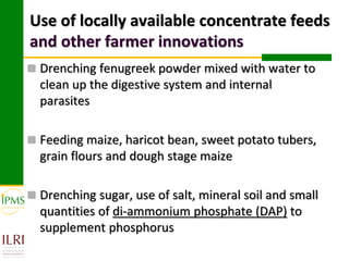 Market-oriented livestock production and sustainable watershed management in Astbi and Mieso Districts, Ethiopia: IPMS experience 