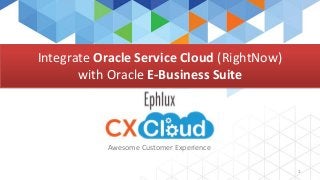Ephlux
CX CLOUD
1
Awesome Customer Experience
Integrate Oracle Service Cloud (RightNow)
with Oracle E-Business Suite
 