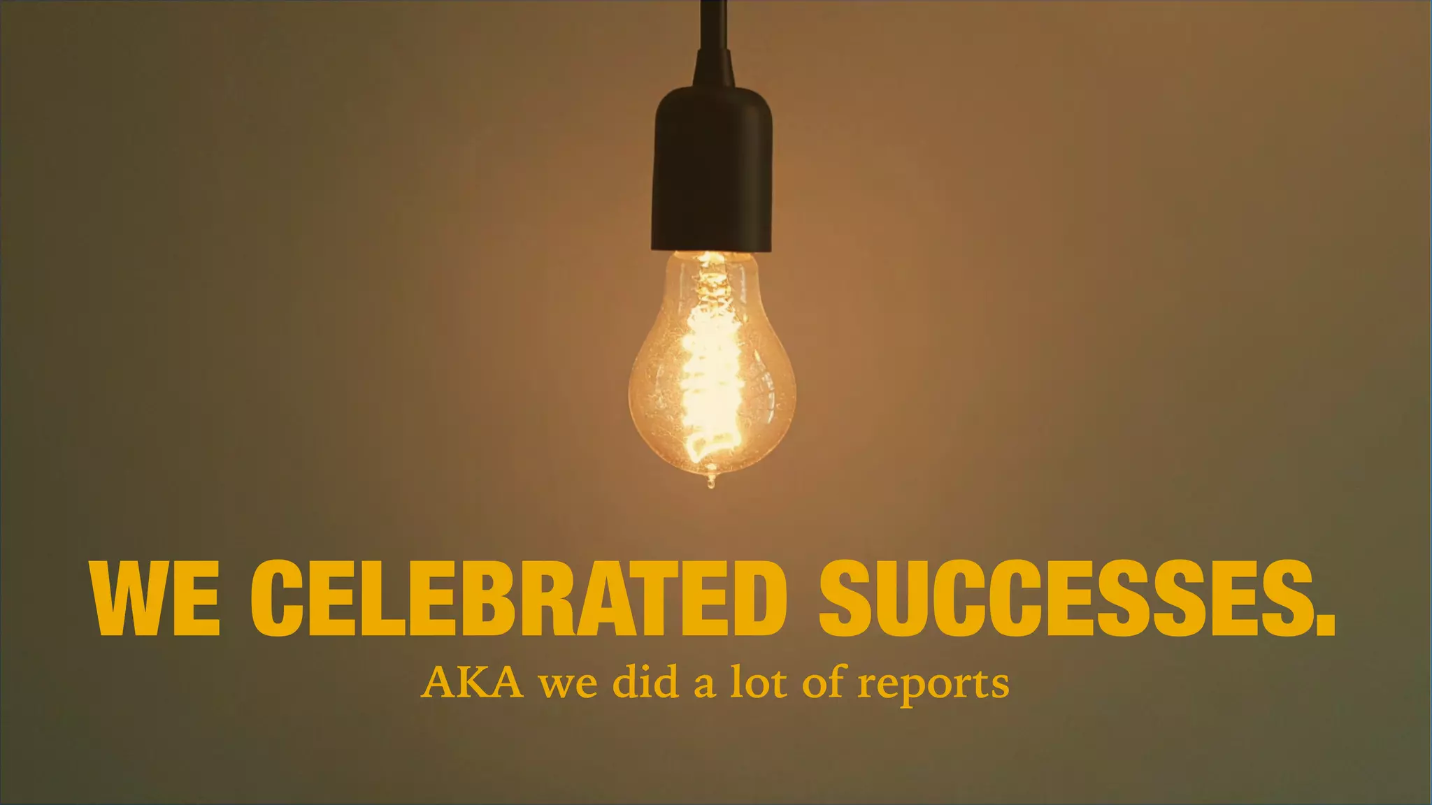 WE CELEBRATED SUCCESSES.
AKA we did a lot of reports
 