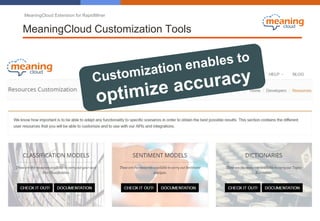 MeaningCloud Extension for RapidMiner
MeaningCloud Customization Tools
 