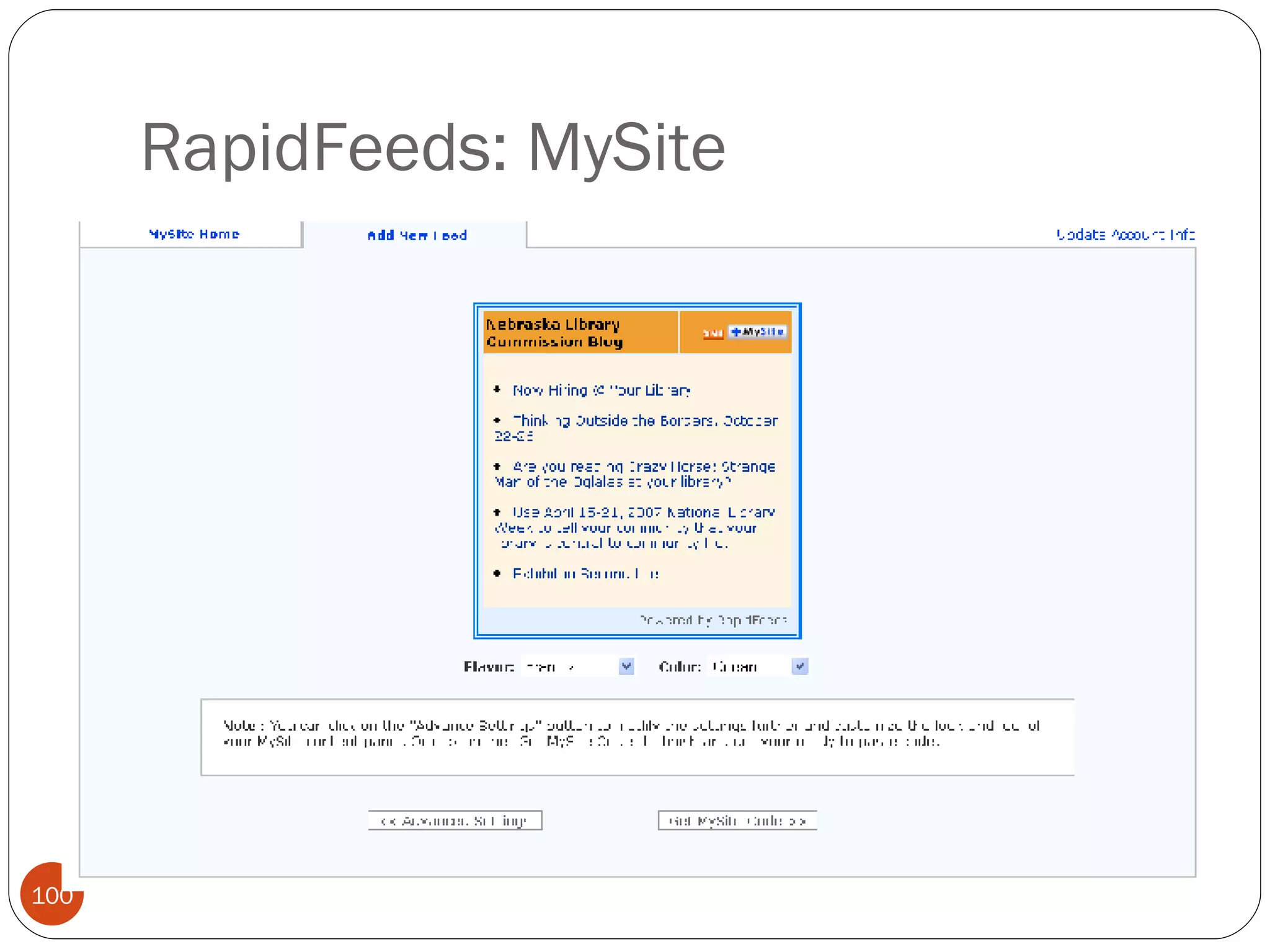RapidFeeds: MySite 