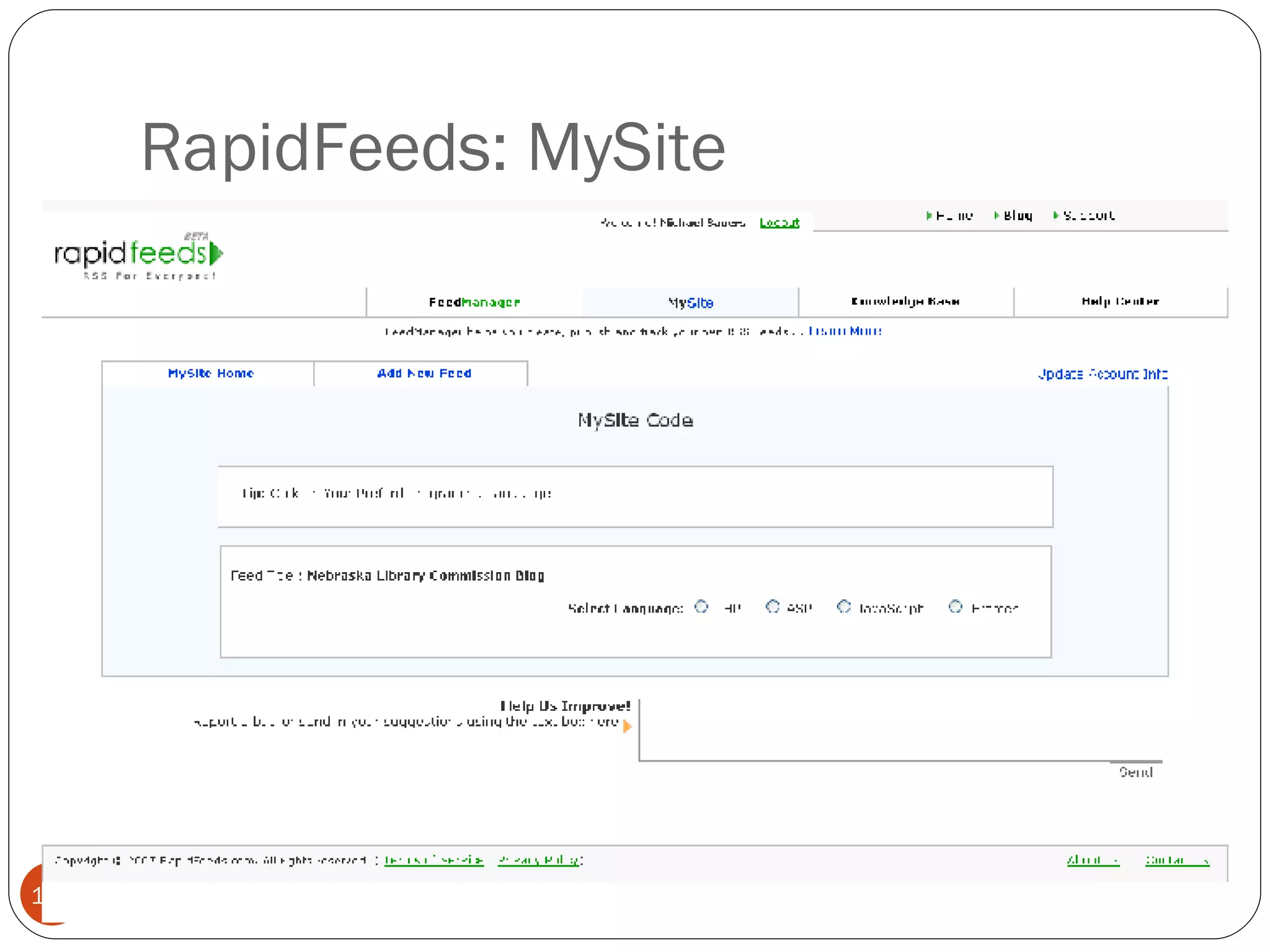 RapidFeeds: MySite 