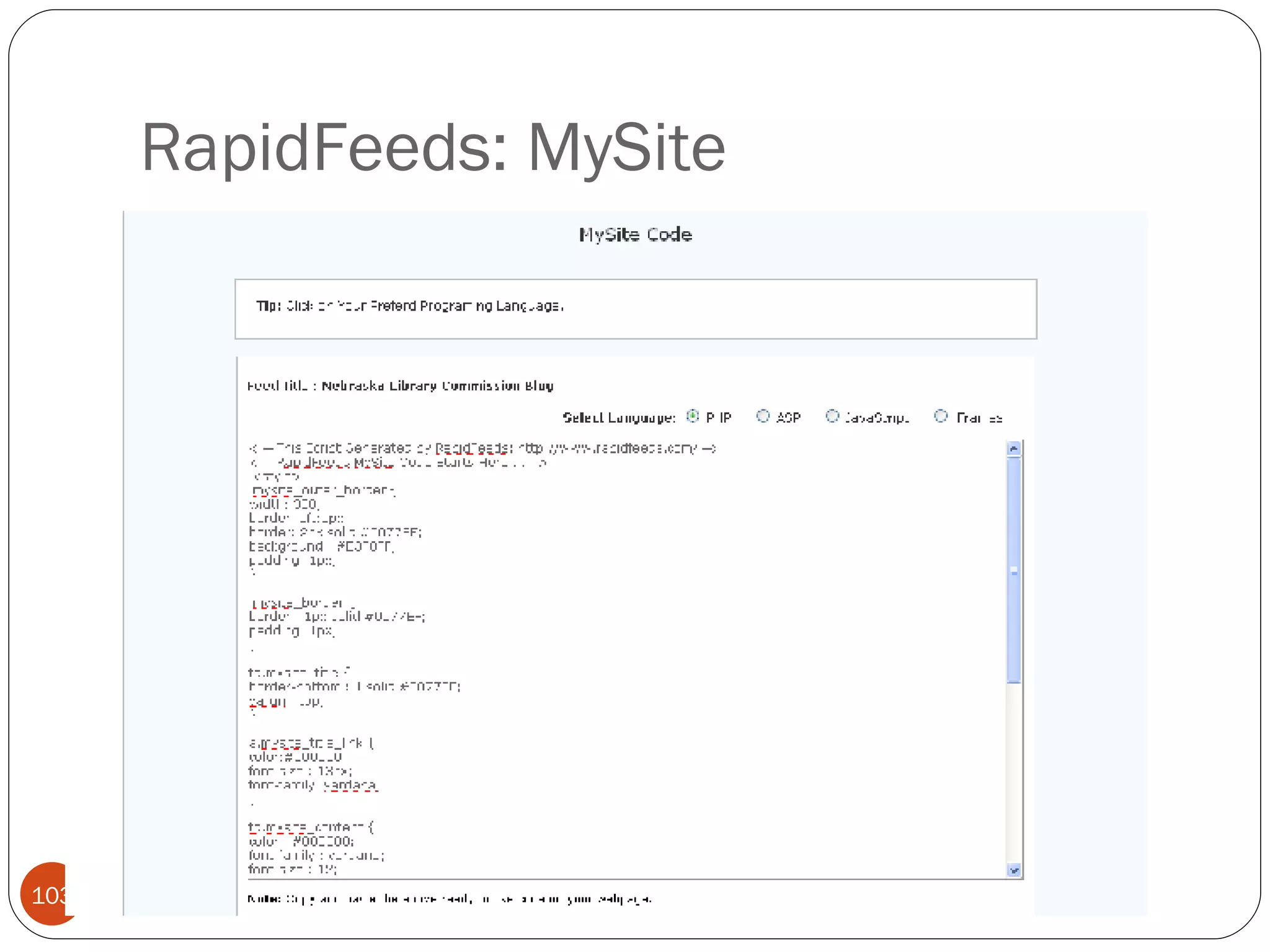 RapidFeeds: MySite 