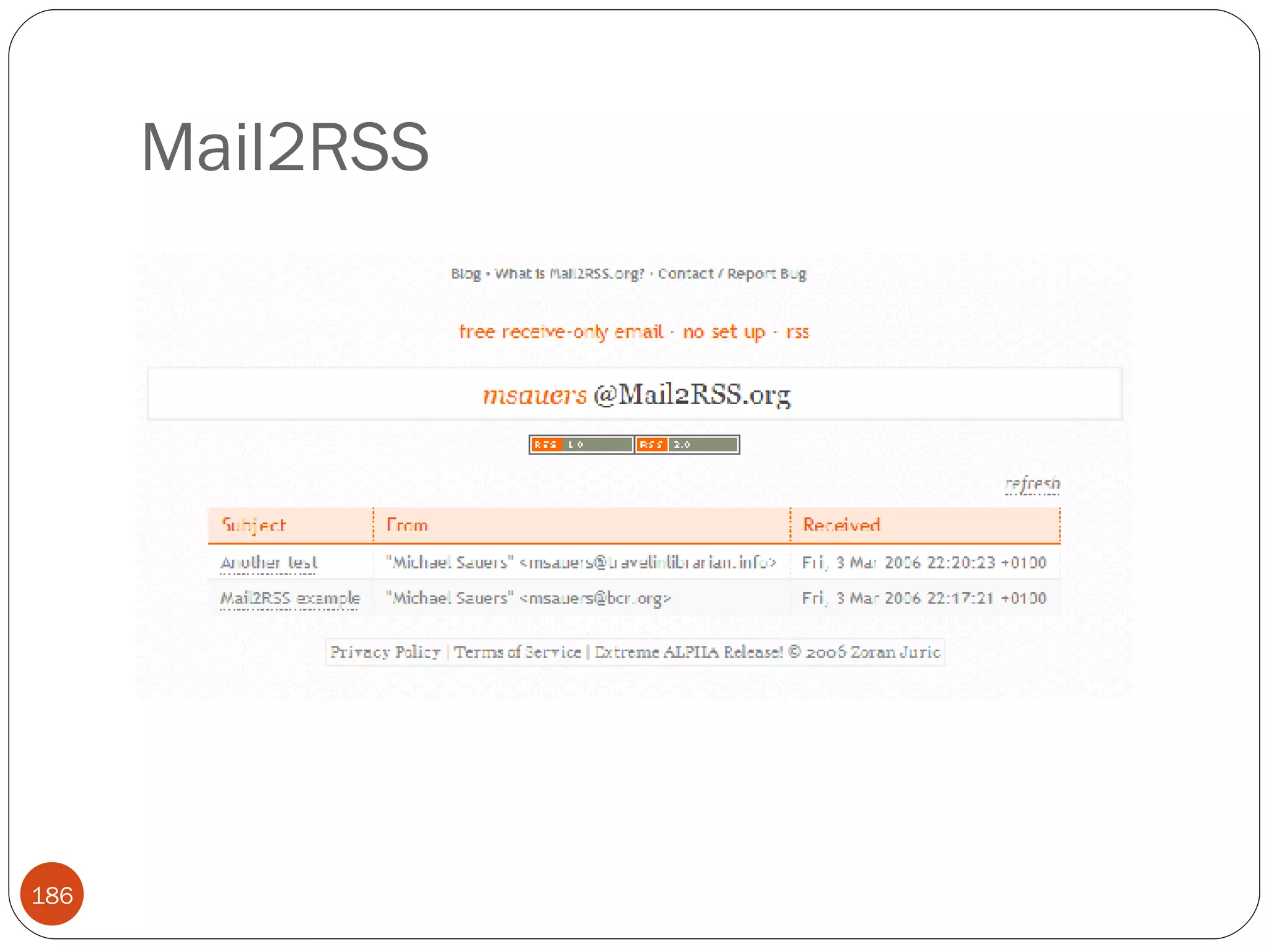 Mail2RSS 