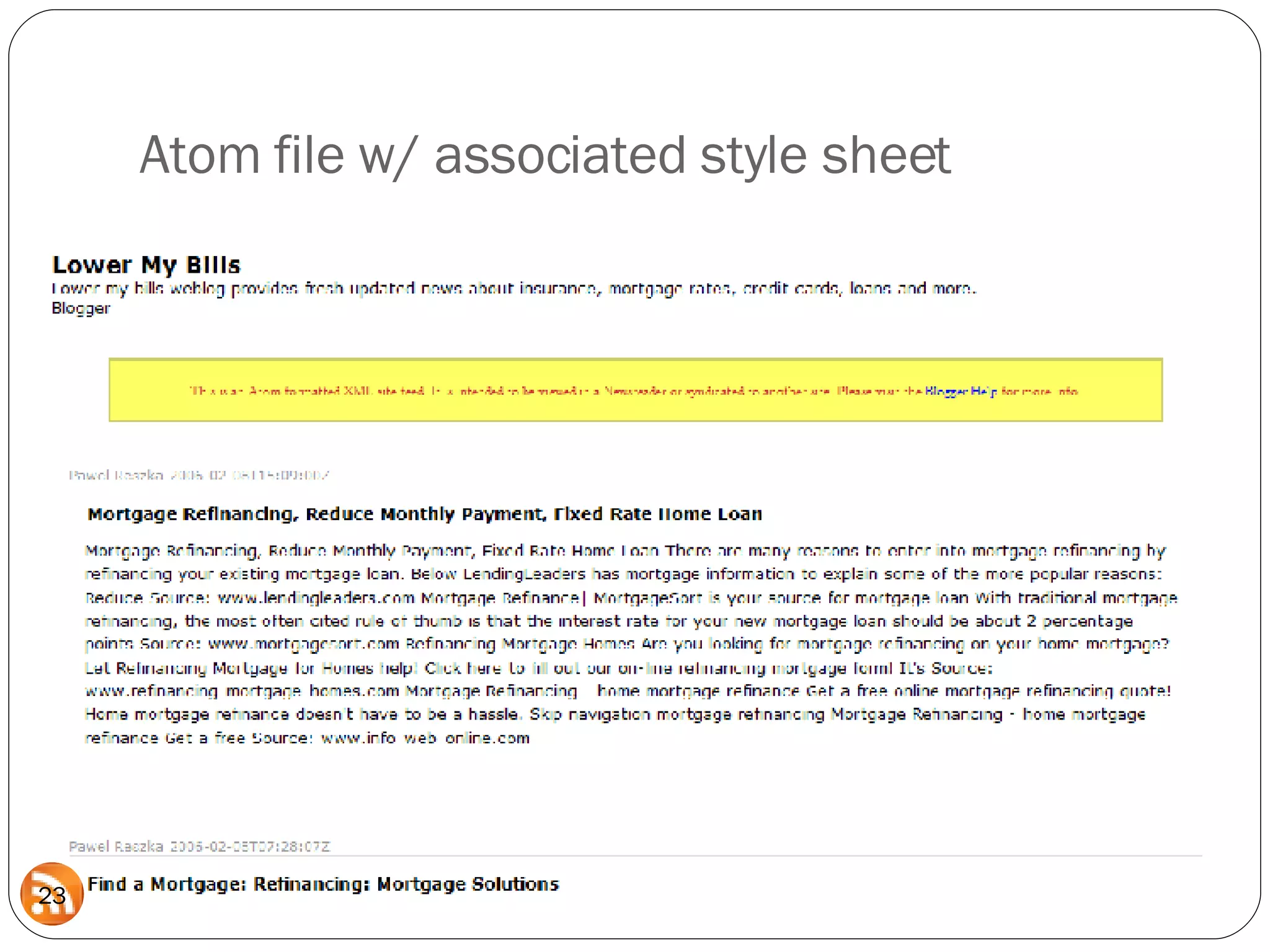 Atom file w/ associated style sheet 