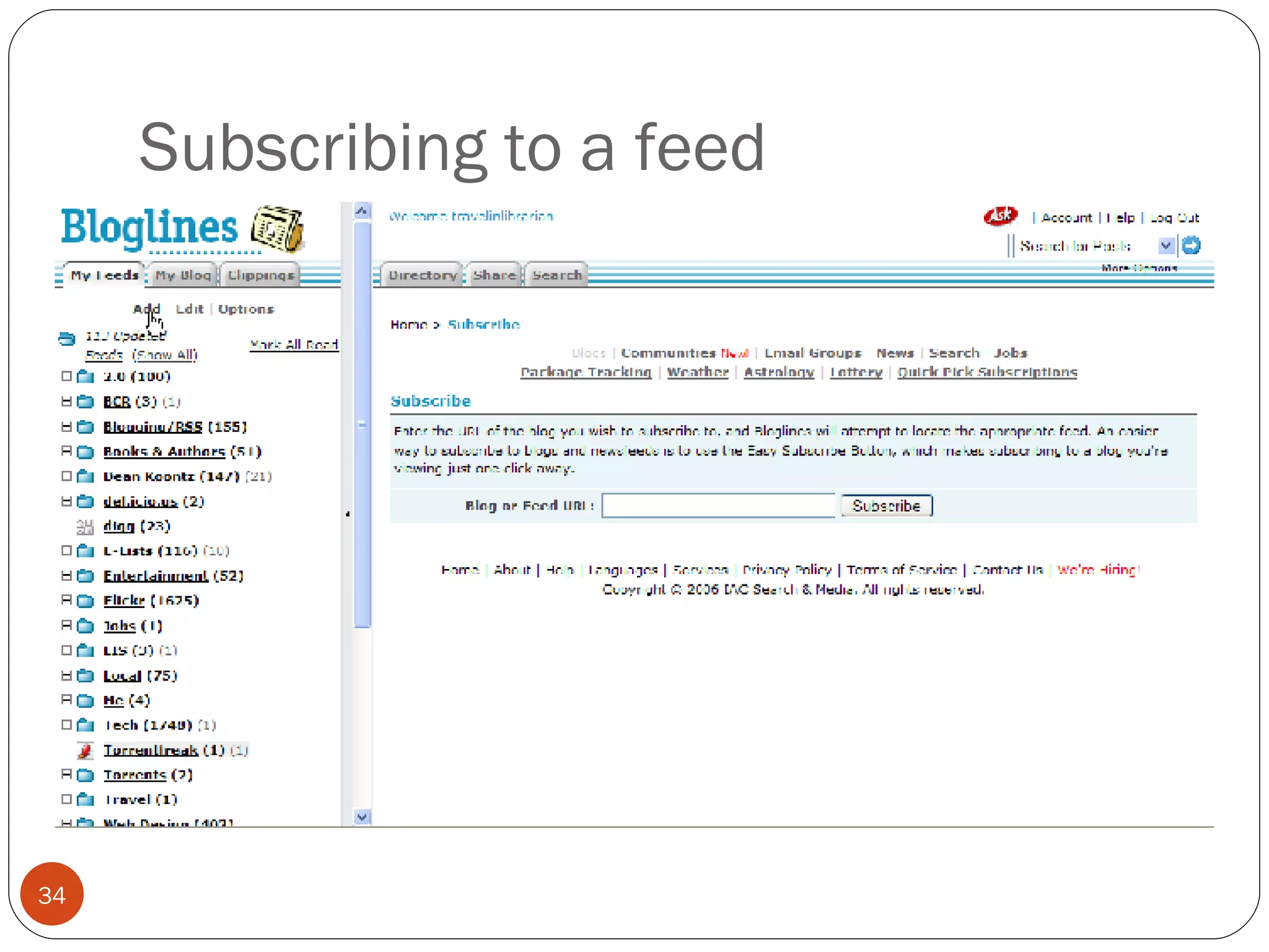 Subscribing to a feed 