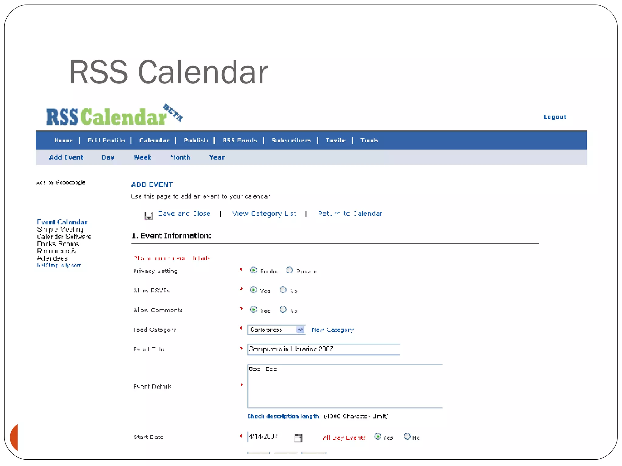 RSS Calendar 