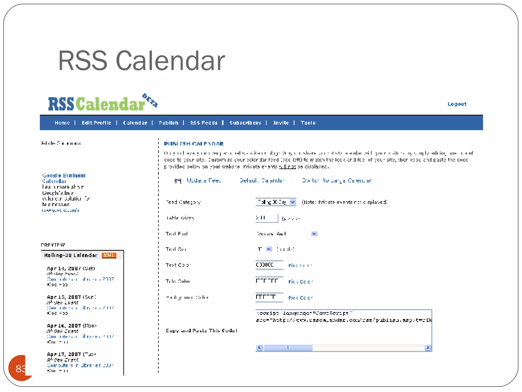 RSS Calendar 