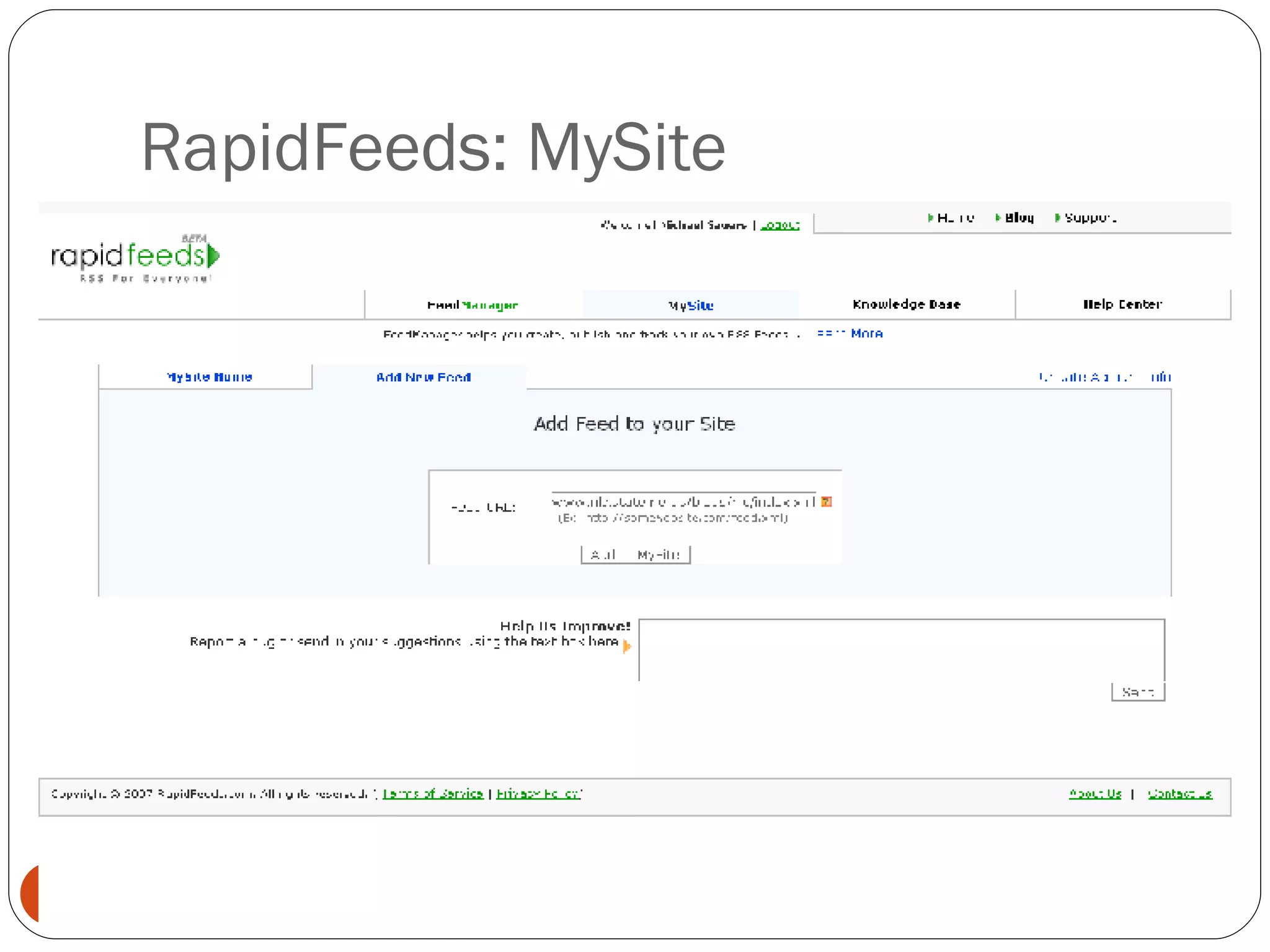 RapidFeeds: MySite 