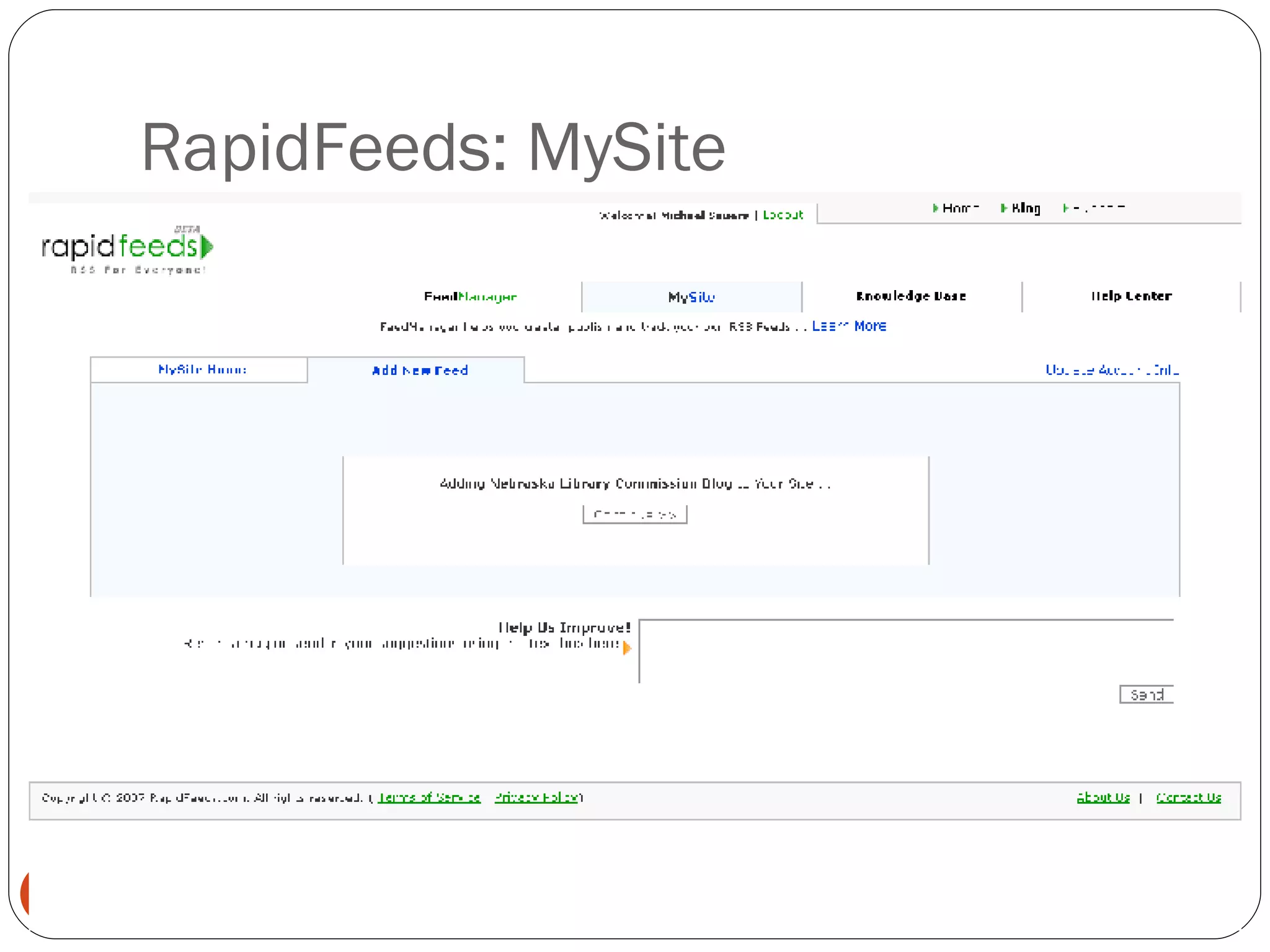 RapidFeeds: MySite 