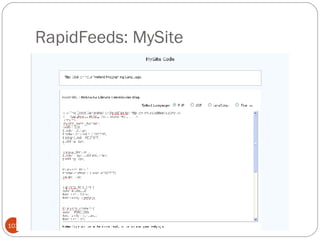 RapidFeeds: MySite 