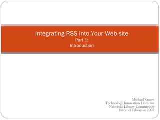 Integrating RSS Into Your Web Site