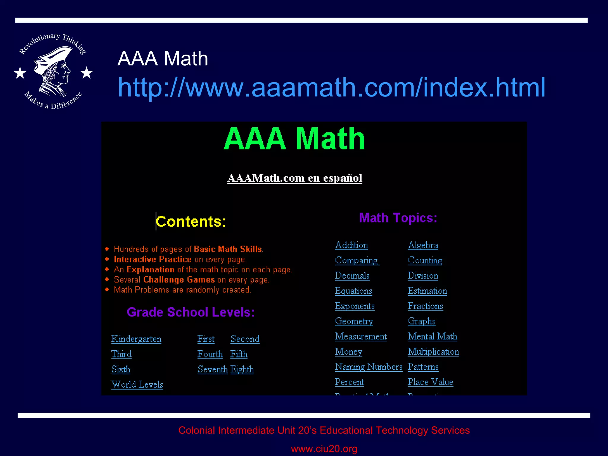 AAA Math http://www.aaamath.com/index.html   