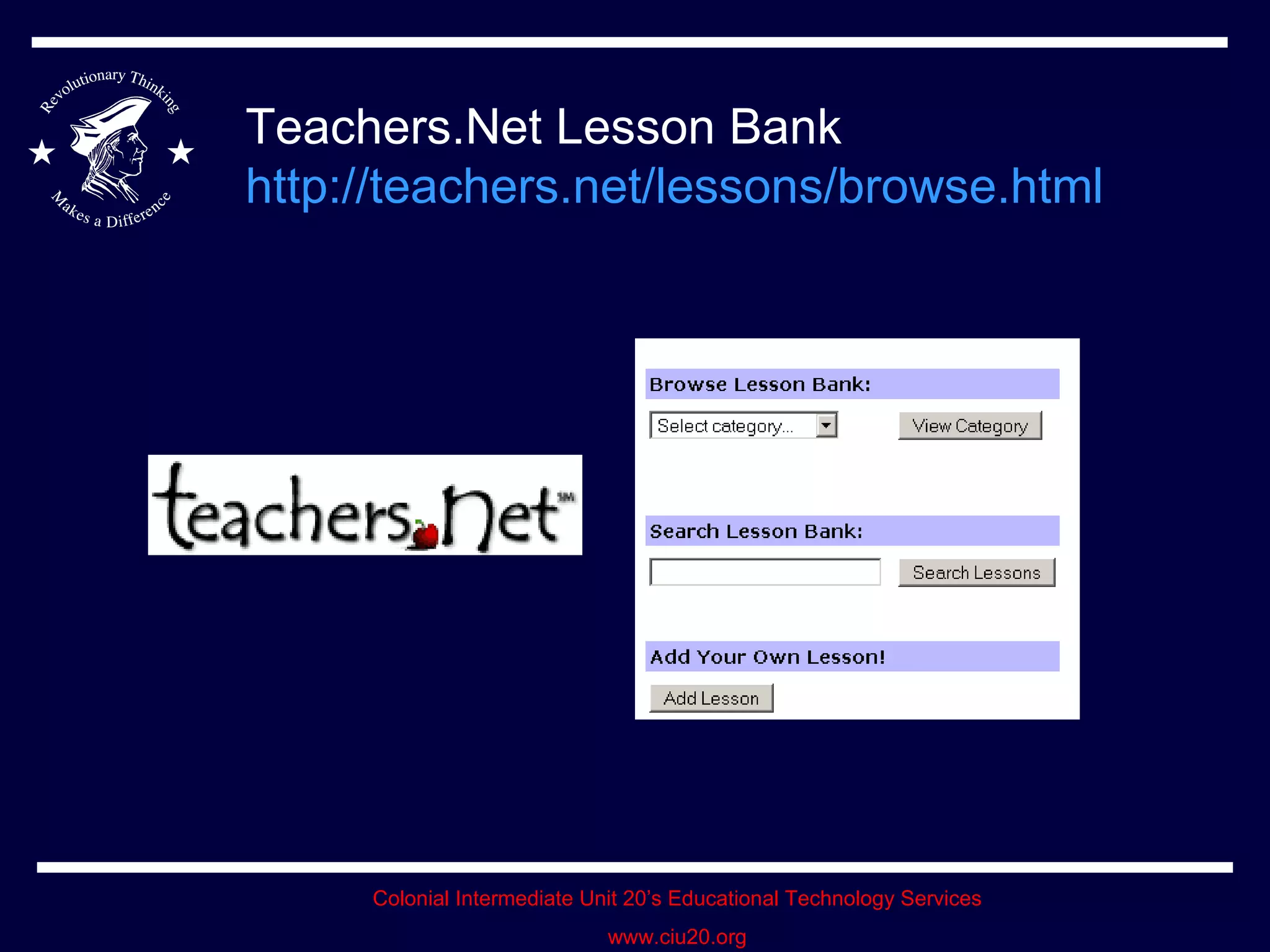 Teachers.Net Lesson Bank http://teachers.net/lessons/browse.html   