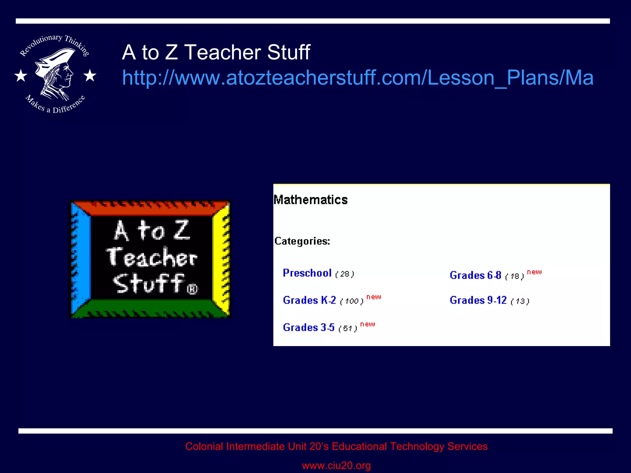 A to Z Teacher Stuff http://www.atozteacherstuff.com/Lesson_Plans/Mathematics/index.shtml   