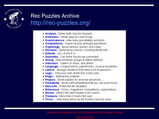 Rec Puzzles Archive http://rec-puzzles.org /   