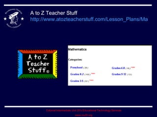 A to Z Teacher Stuff http://www.atozteacherstuff.com/Lesson_Plans/Mathematics/index.shtml   