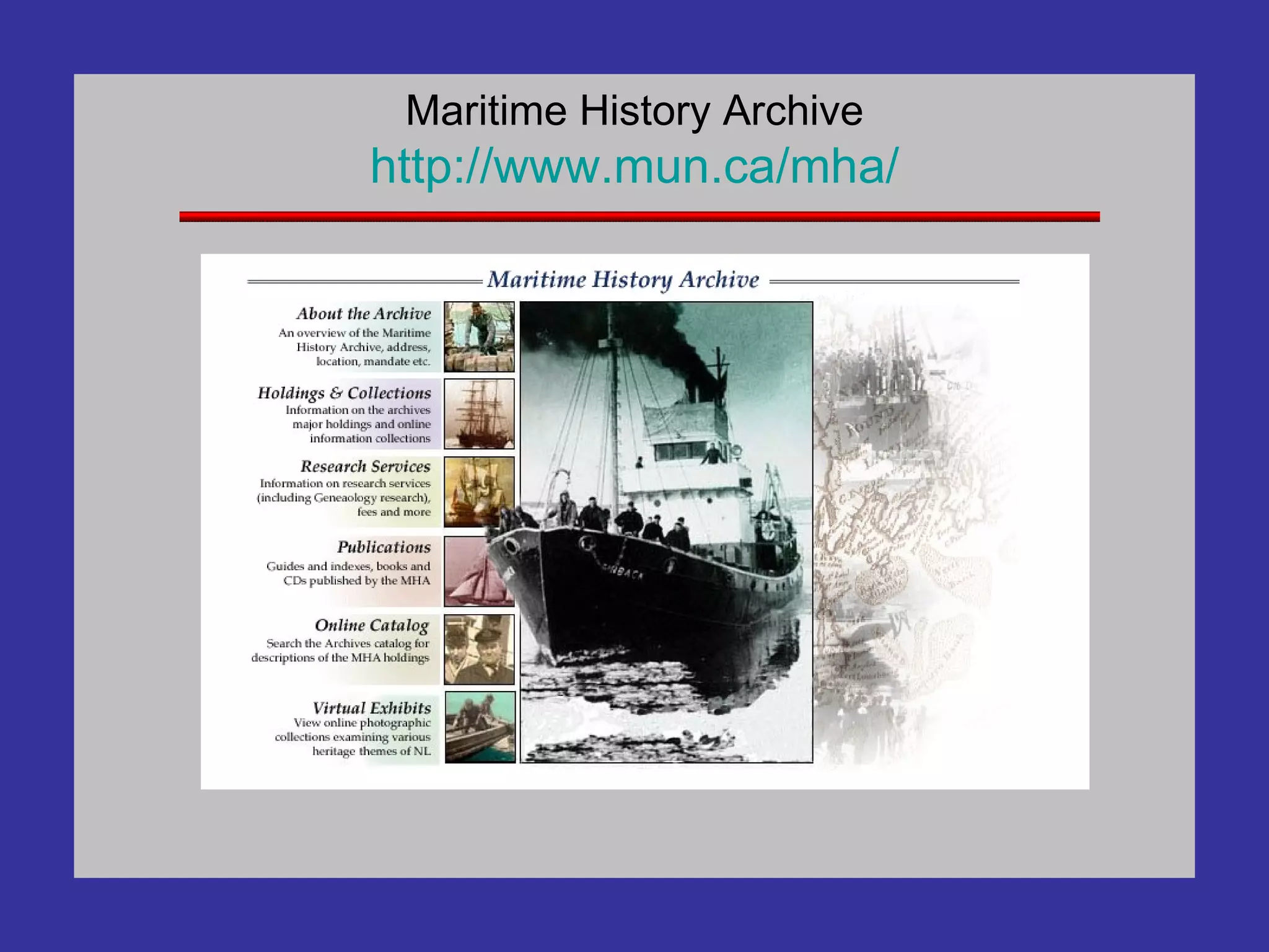 Maritime History Archive http://www. mun .ca/ mha / 
