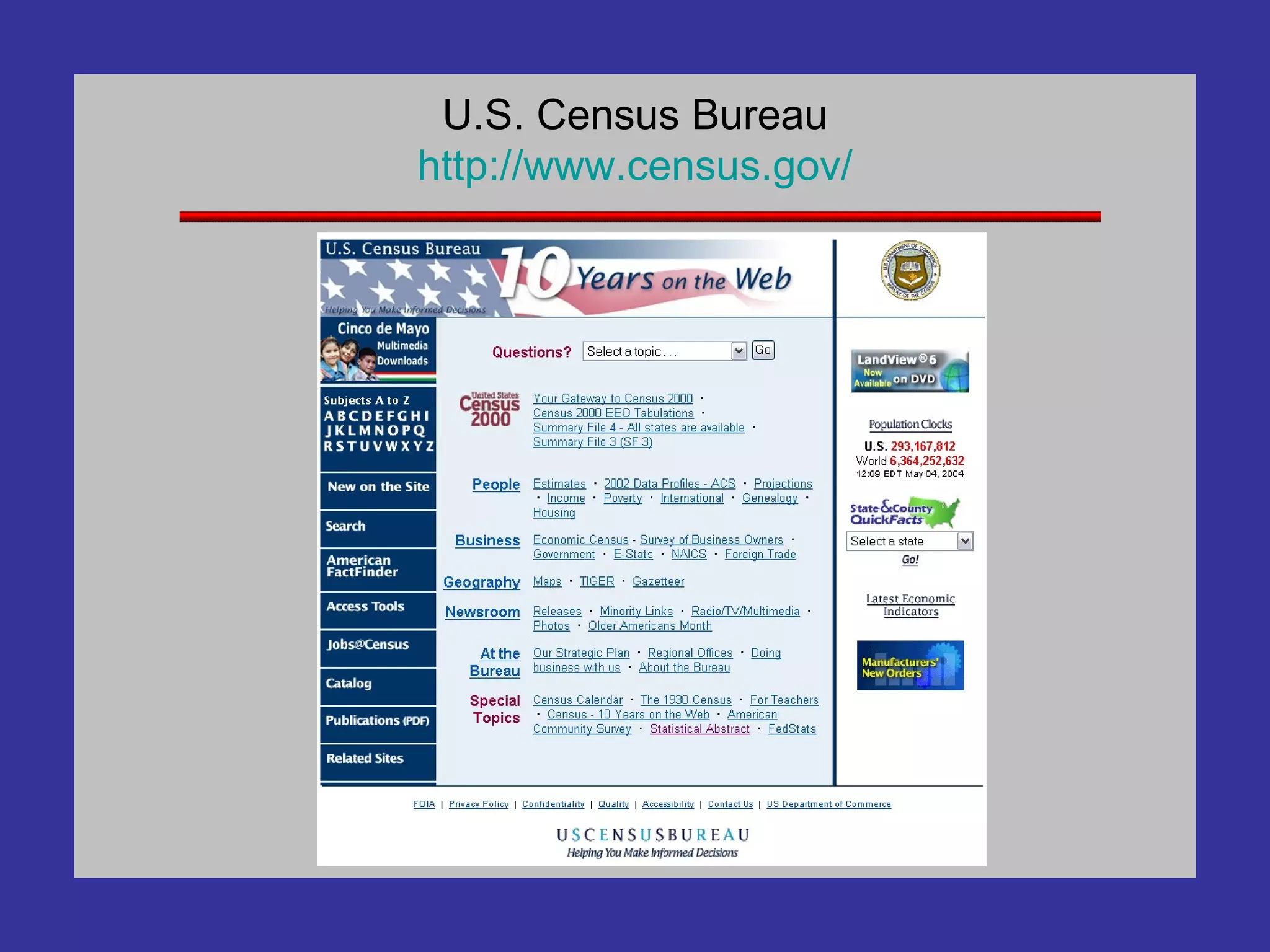 U.S. Census Bureau http://www.census. gov / 