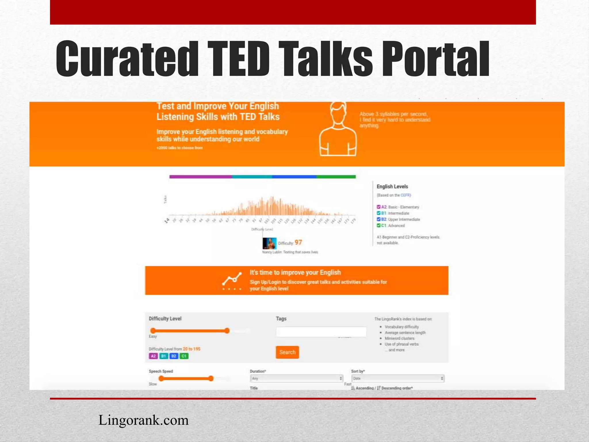 Lingorank.com
Curated TED Talks Portal
 
