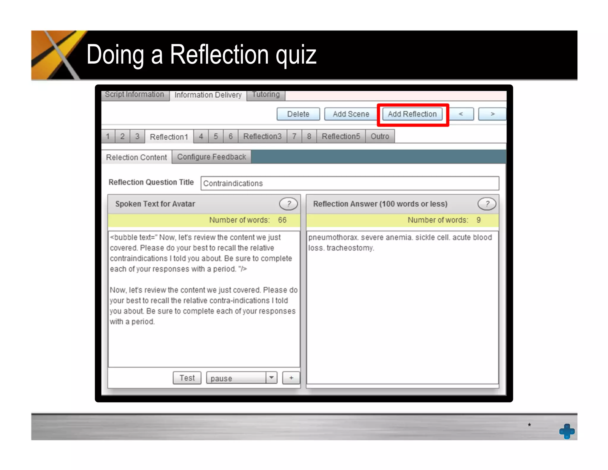 Doing a Reflection quiz
*
 