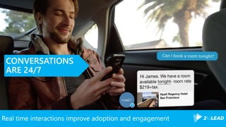 Real time interactions improve adoption and engagement
CONVERSATIONS
ARE 24/7
 